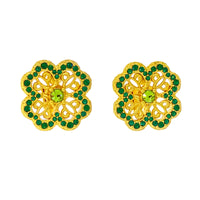 Celtic Clover Green St Patrick Earrings -18k Gold Plating