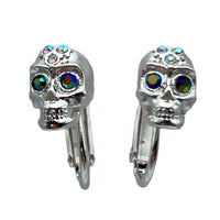 Exquisite Skull Halloween Leverback Earrings Ritzy Couture DeLuxe Silver Plating