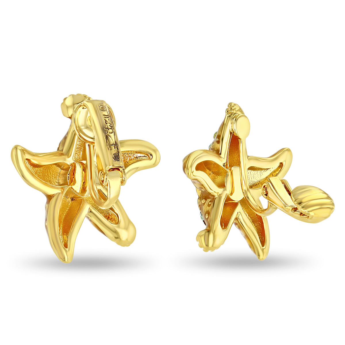 Crystal Topaz Ocean Starfish Earrings - 18k Gold Plating
