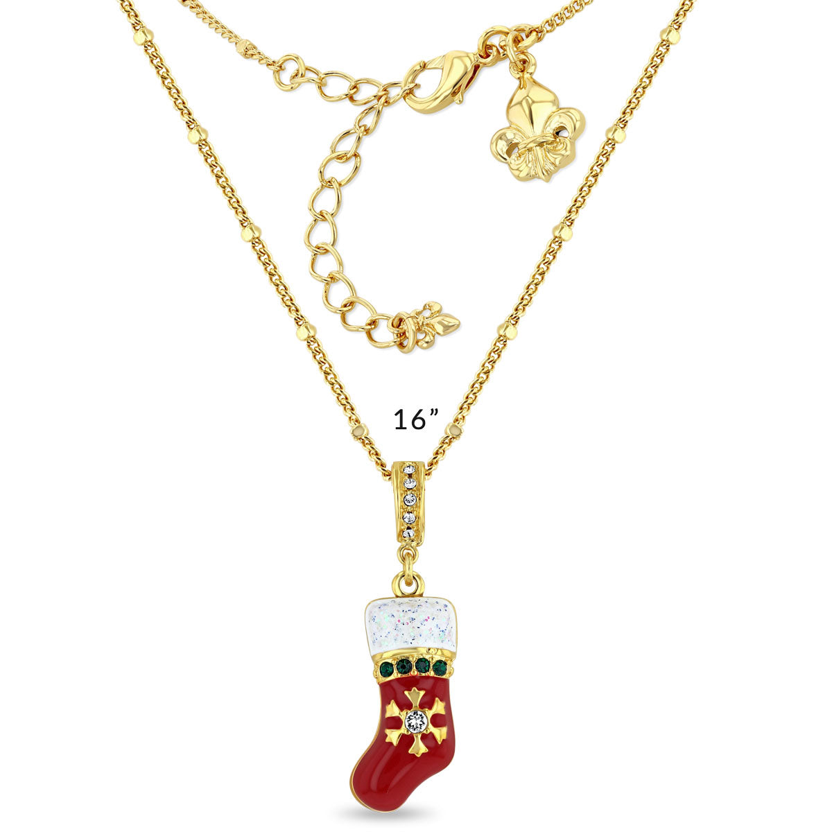 Crystal Christmas Stocking Enhancer Charm - 18k Gold Plated
