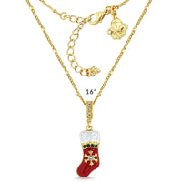 Crystal Christmas Stocking Enhancer Charm - 18k Gold Plated