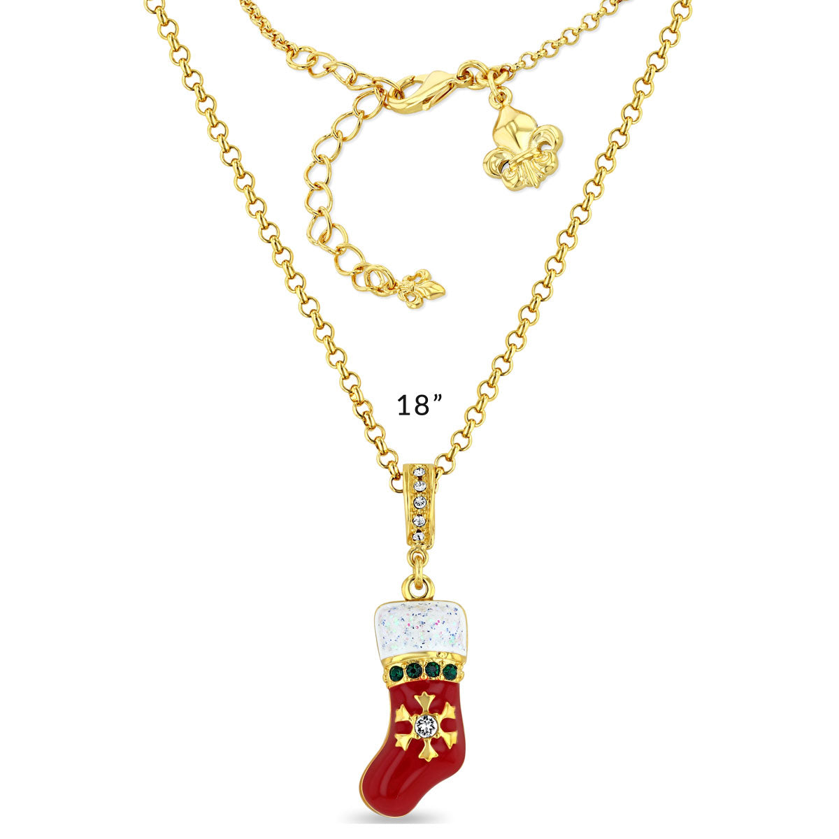 Crystal Christmas Stocking Enhancer Charm - 18k Gold Plated