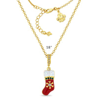 Crystal Christmas Stocking Enhancer Charm - 18k Gold Plated