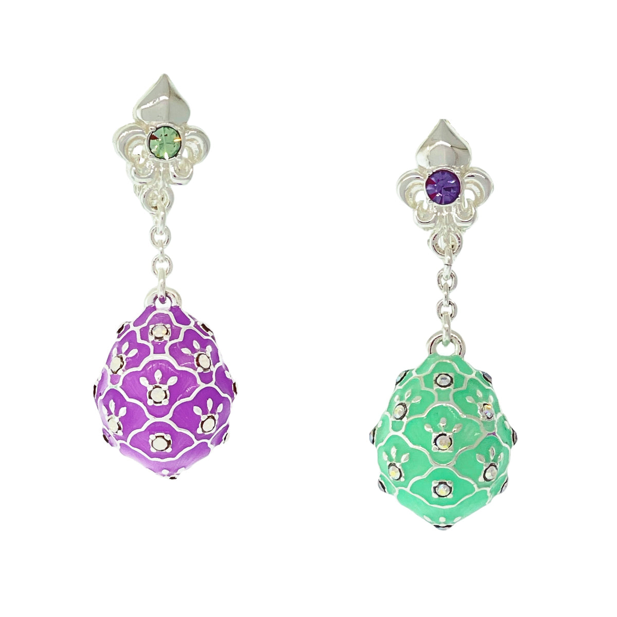 Assymetrical Pastel Easter Egg Earrings Ritzy Couture DeLuxe - Fine Silver Plating