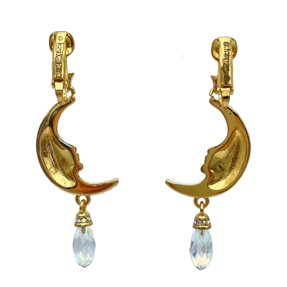 Magical Mystical Crescent Moon Earrings by Ritzy Couture DeLuxe 18k Gold Plating
