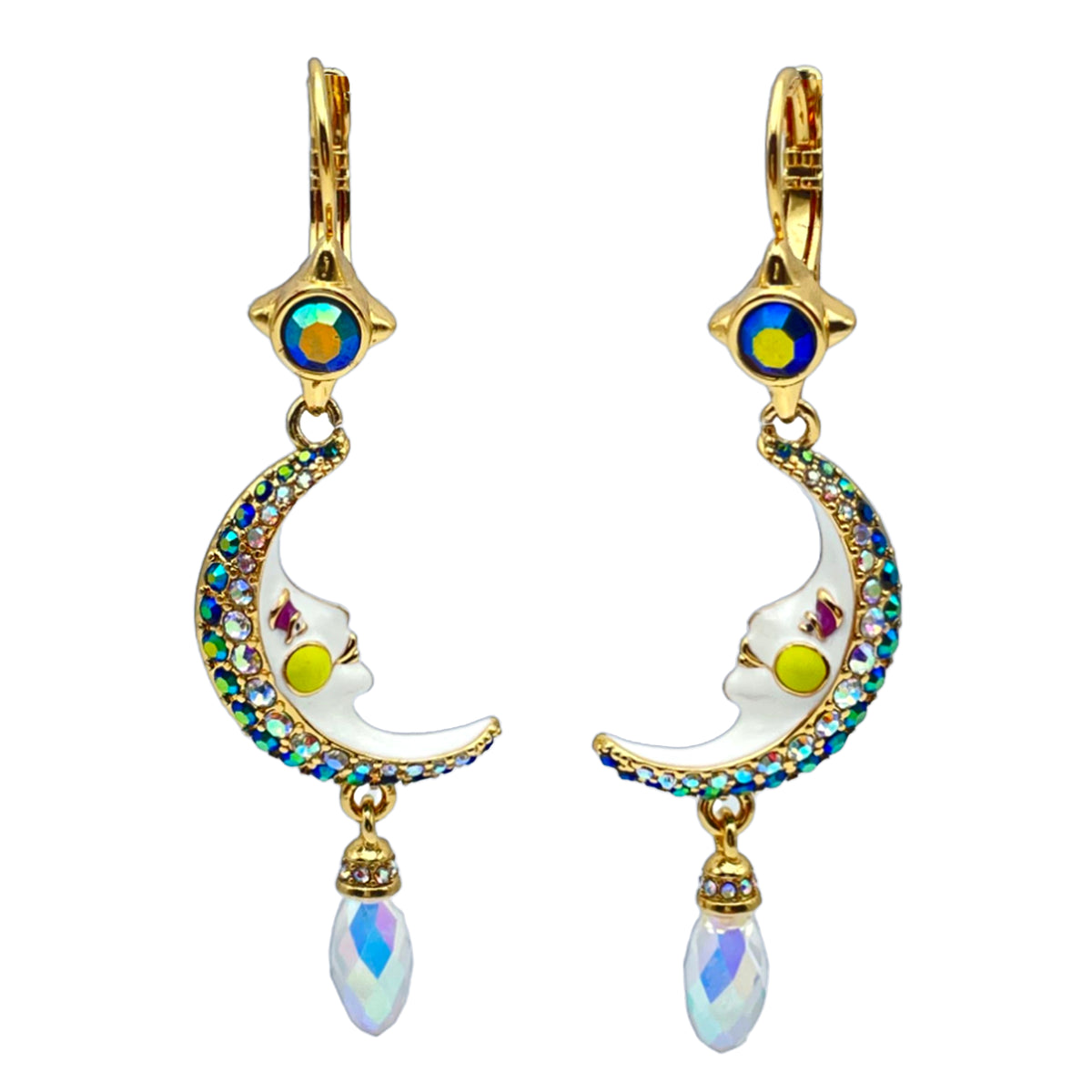 Magical Mystical Crescent Moon Earrings by Ritzy Couture DeLuxe 18k Gold Plating