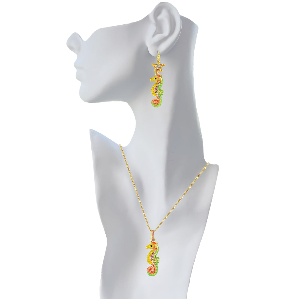 Summer Pastel Seahorse Enhancer Charm by Ritzy Couture DeLuxe - 18k Gold Plating