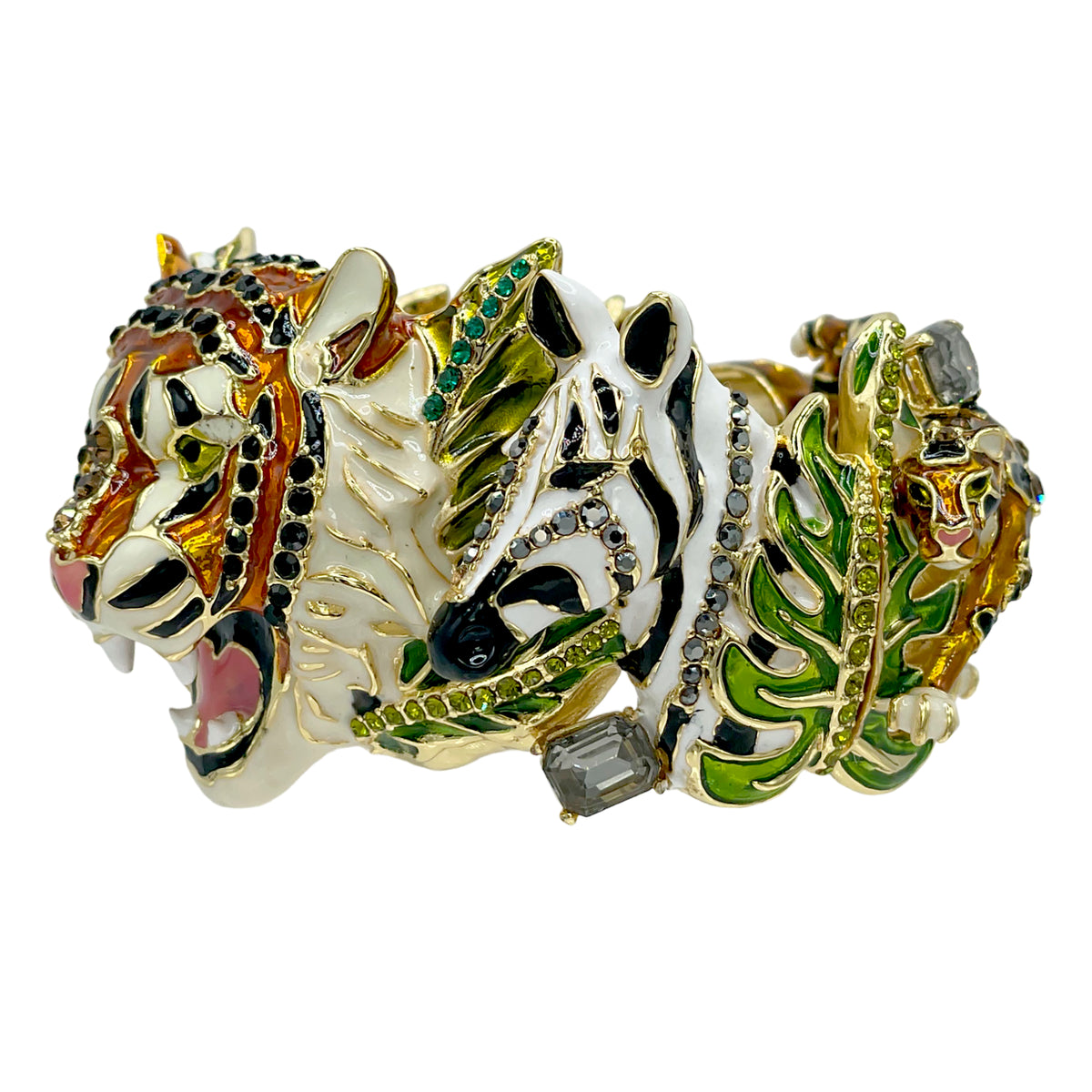 Ritzy Couture DeLuxe Wild Animal Hinged Cuff Bracelet 22k Gold Plated - Size Medium