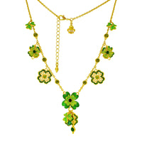 Shamrock St Patricks 18" Charm Necklace by Ritzy Couture DeLuxe-18k Gold Plating