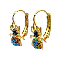 Spooky Spider Halloween Leverback Earrings Ritzy Couture DeLuxe 18k Gold Plating