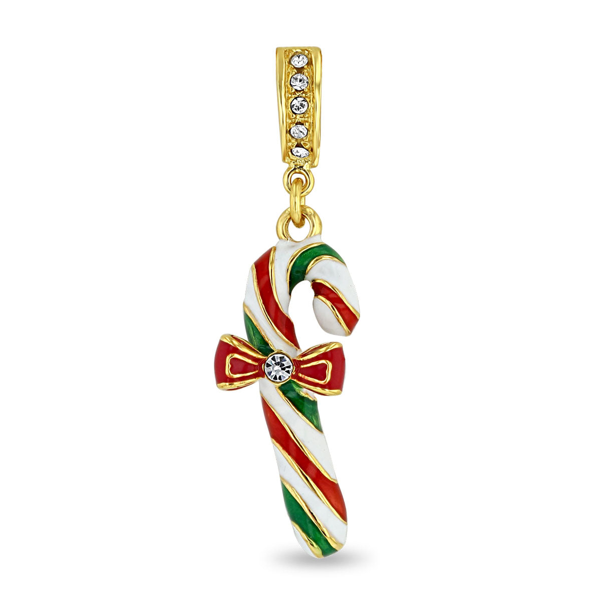 Christmas Candy Cane Enhancer Charm - 18k Gold Plated