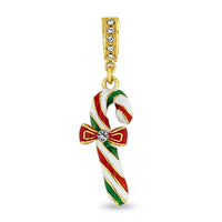 Christmas Candy Cane Enhancer Charm - 18k Gold Plated