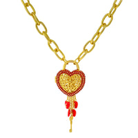 Ruby Red -Locket Full of Love- Valentines Necklace by Ritzy Couture DeLuxe-18k Gold Plating