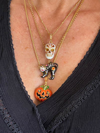 Scaredy Cat Halloween Black Kitty Enhancer Charm Ritzy Couture DeLuxe - 18k Gold Plated