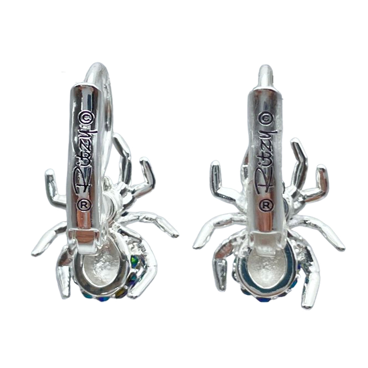 Spooky Spider Halloween Leverback Earrings Ritzy Couture DeLuxe - Silver Plating