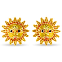 Summer Solar Sun Shine Button Earring by Ritzy Couture DeLuxe - 18k Gold Plated