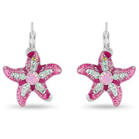 Crystal Rose Ocean Starfish Earrings -Fine Silver Plating