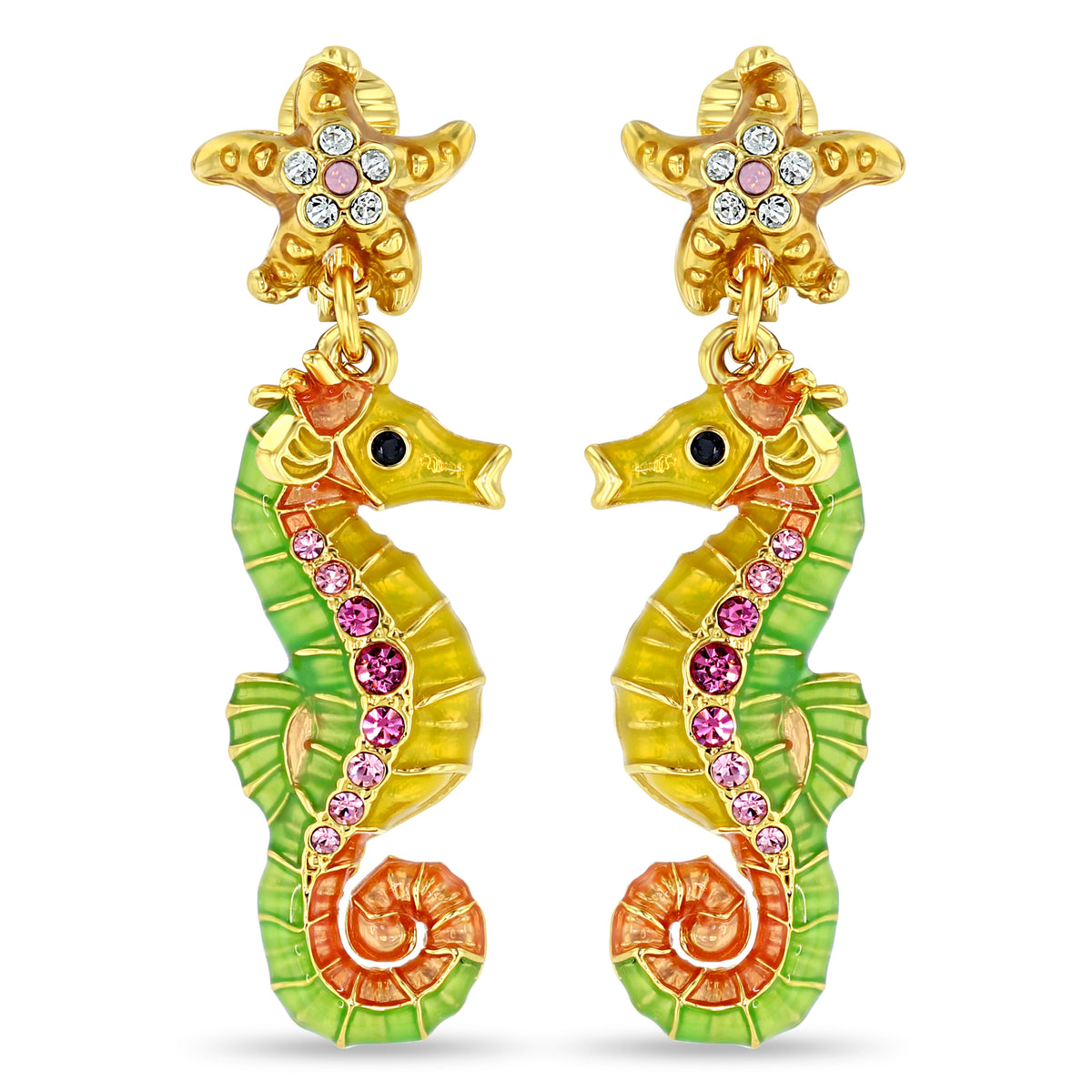 Pastel Starfish and Seahorse Earrings " 18K Gold Plated