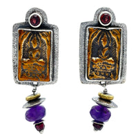 Tabra Jewelry 925 Sterling Silver Bronze Indian Garnet Handmade Silver Beads Post Earrings 00K541