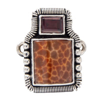 Tabra Jewelry 925 Silver Garnet and Coral Connector Charm Vault OOK300