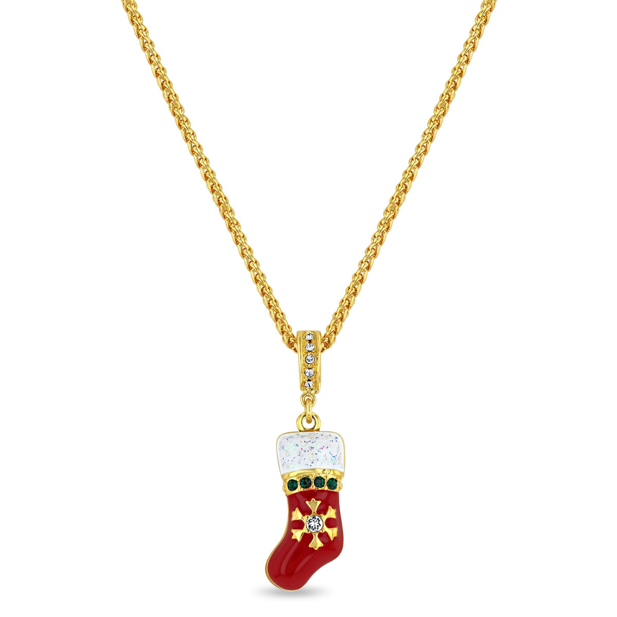 Crystal Christmas Stocking Enhancer Charm - 18k Gold Plated