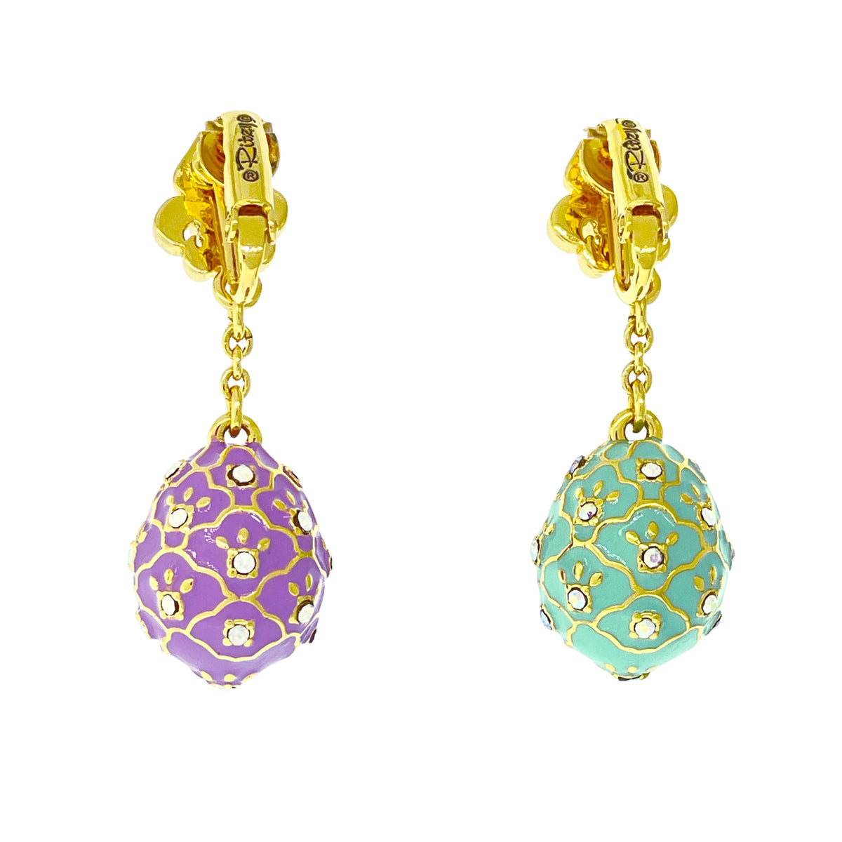 Asymmetrical Pastel Easter Egg Earrings Ritzy Couture DeLuxe - 18k Gold Plating
