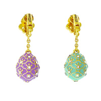 Asymmetrical Pastel Easter Egg Earrings Ritzy Couture DeLuxe - 18k Gold Plating