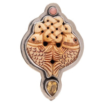 Tabra Jewelry 925 Silver Citrine Coral Painted Resin Ring Size 8 Vault RG357