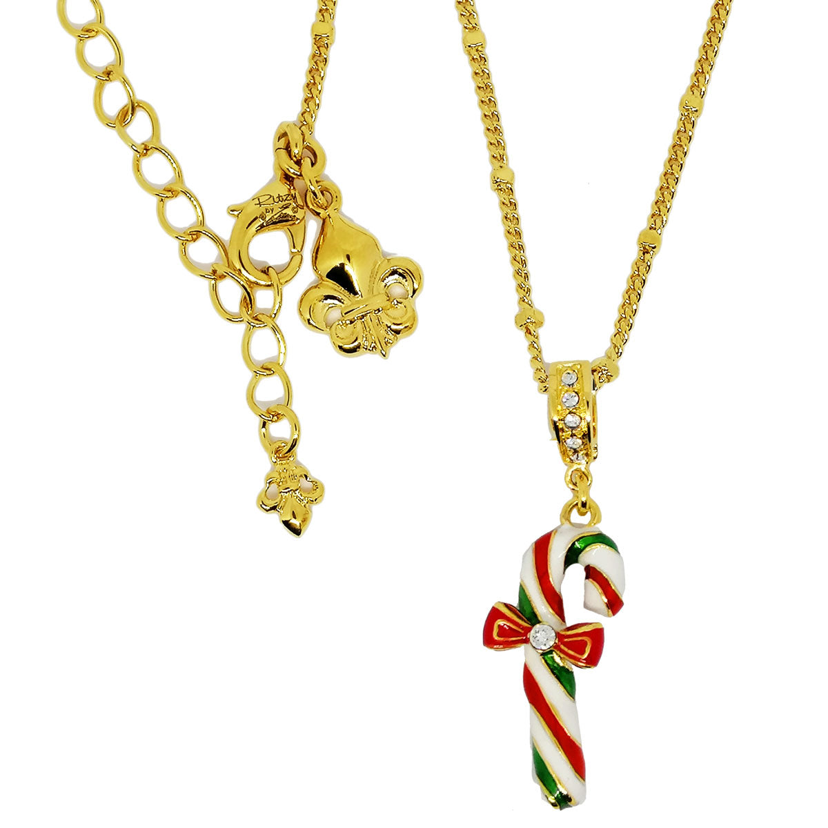 Christmas Candy Cane Enhancer Charm - 18k Gold Plated