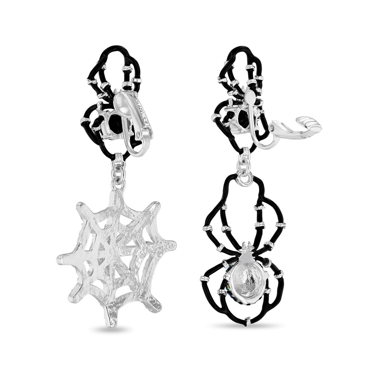 Black Spider Halloween Leverback Earrings - Fine Silver Plate