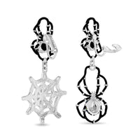 Black Spider Halloween Leverback Earrings - Fine Silver Plate