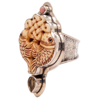 Tabra Jewelry 925 Silver Citrine Coral Painted Resin Ring Size 8 Vault RG357