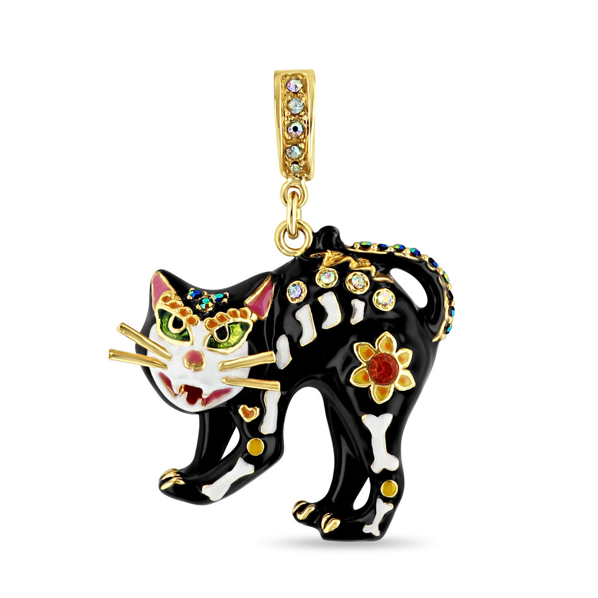 Scaredy Cat Halloween Black Kitty Enhancer Charm Ritzy Couture DeLuxe - 18k Gold Plated
