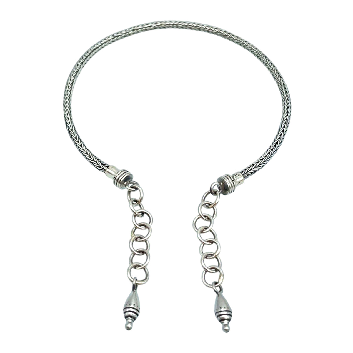 Tabra Jewelry 925 Sterling Silver Braided Adjustable Anklet Connector Chain AK22