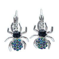 Spooky Spider Halloween Leverback Earrings Ritzy Couture DeLuxe - Silver Plating