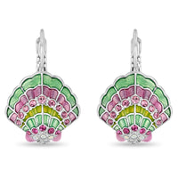 Scallop Sea Shell Pastel Beach Earrings by Ritzy Couture DeLuxe-Fine Silver Plate