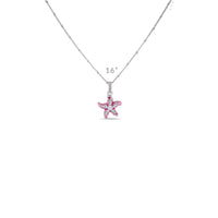Pink Crystal Starfish Enhancer Charm "Fine Silver Plated