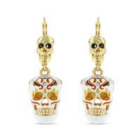 Day of the Dead Skull Leverback Earrings -18k Gold Plated