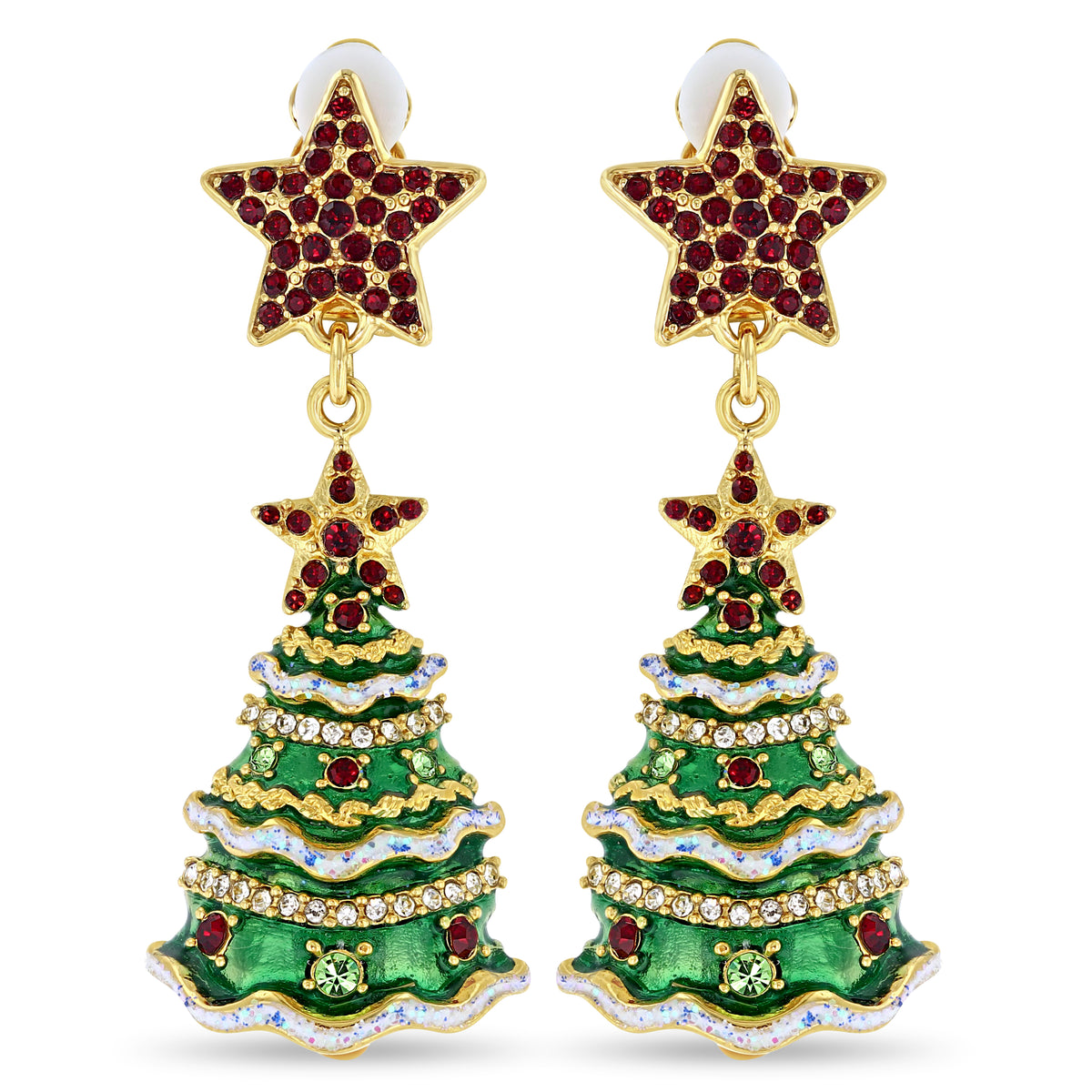Christmas Tree Red & Green Earrings - Christmas Jewelry