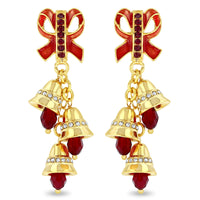 Christmas Jingle Bell Earrings - by Ritzy Couture DeLuxe – 22k Gold Plated