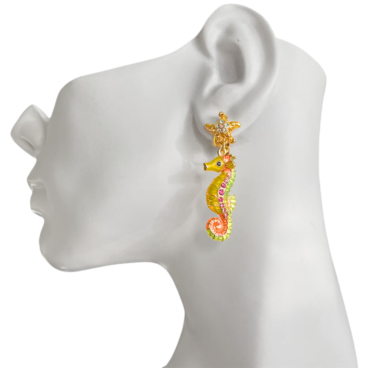 Pastel Starfish and Seahorse Earrings " 18K Gold Plated