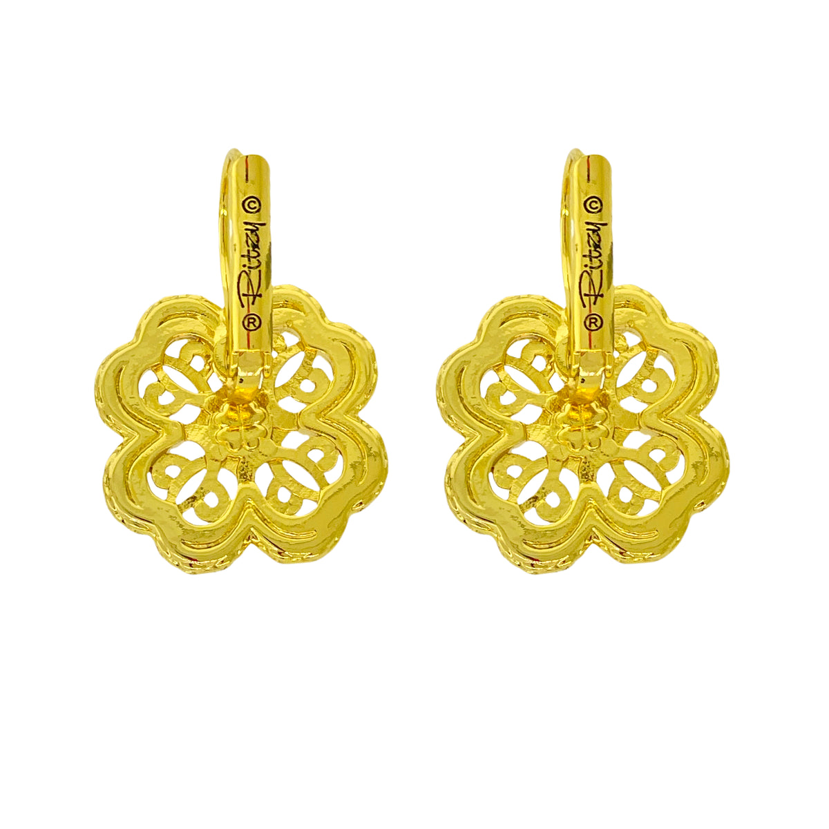 Celtic Clover Green St Patrick Earrings -18k Gold Plating