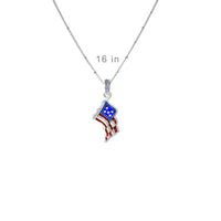 Sparkling July 4th USA Flag Enhancer Pendant Ritzy Couture DeLuxe-Fine Silver Plate