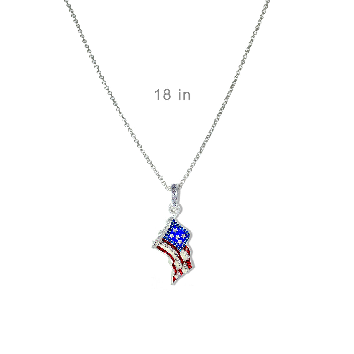 Sparkling July 4th USA Flag Enhancer Pendant Ritzy Couture DeLuxe-Fine Silver Plate