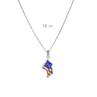 Sparkling July 4th USA Flag Enhancer Pendant Ritzy Couture DeLuxe-Fine Silver Plate