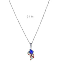 Sparkling July 4th USA Flag Enhancer Pendant Ritzy Couture DeLuxe-Fine Silver Plate