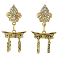 Ritzy Couture Torii Gates Japanese Spiritual Travel Earrings (Antique Goldtone) Ritzy Couture