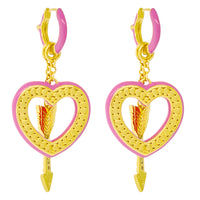 Valentine Hearts and Arrows Love Rainbow Huggies by Ritzy Couture DeLuxe - 18k Gold Plating