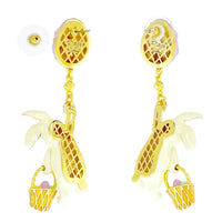 Adorable Easter Bunny and Egg Earrings Ritzy Couture DeLuxe - 18k Gold Plating