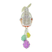 Easter Bunny and Egg Basket Pin Pendant -Silver Plated